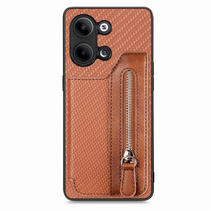 Caja del teléfono de la cartera de la cremallera del tirón de la fibra de carbono, For OPPO A57 4G, For OPPO Reno9, For OPPO Reno9 Pro+, For Xiaomi Poco M5 4G, For Realme C30, For Xiaomi 13 Pro, For Xiaomi 13, For Google Pixel 7A