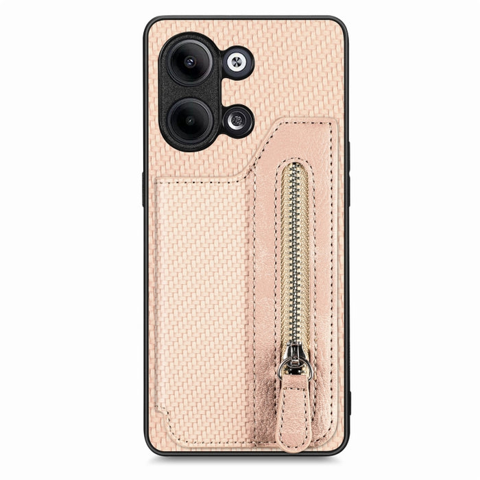 Caja del teléfono de la cartera de la cremallera del tirón de la fibra de carbono, For OPPO A57 4G, For OPPO Reno9, For OPPO Reno9 Pro+, For Xiaomi Poco M5 4G, For Realme C30, For Xiaomi 13 Pro, For Xiaomi 13, For Google Pixel 7A