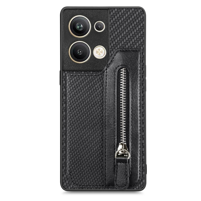 Caja del teléfono de la cartera de la cremallera del tirón de la fibra de carbono, For OPPO A57 4G, For OPPO Reno9, For OPPO Reno9 Pro+, For Xiaomi Poco M5 4G, For Realme C30, For Xiaomi 13 Pro, For Xiaomi 13, For Google Pixel 7A