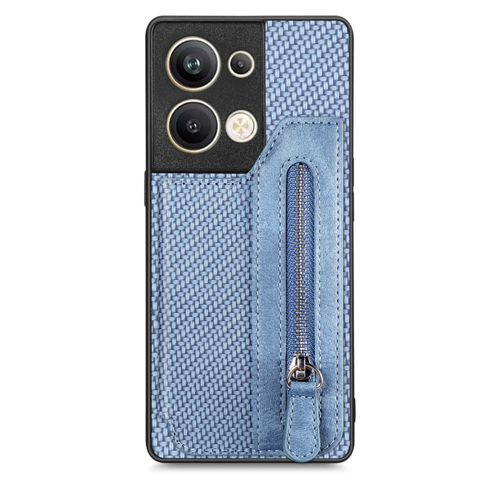 Caja del teléfono de la cartera de la cremallera del tirón de la fibra de carbono, For OPPO A57 4G, For OPPO Reno9, For OPPO Reno9 Pro+, For Xiaomi Poco M5 4G, For Realme C30, For Xiaomi 13 Pro, For Xiaomi 13, For Google Pixel 7A