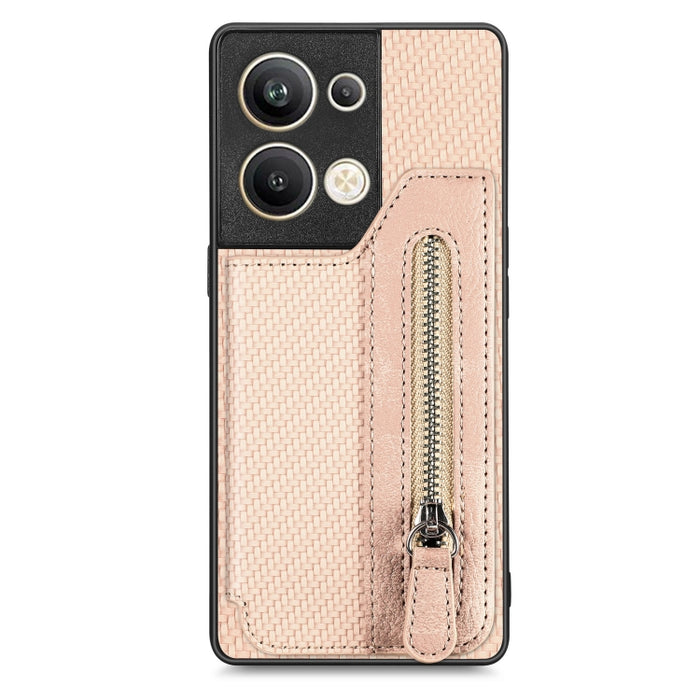 Caja del teléfono de la cartera de la cremallera del tirón de la fibra de carbono, For OPPO A57 4G, For OPPO Reno9, For OPPO Reno9 Pro+, For Xiaomi Poco M5 4G, For Realme C30, For Xiaomi 13 Pro, For Xiaomi 13, For Google Pixel 7A