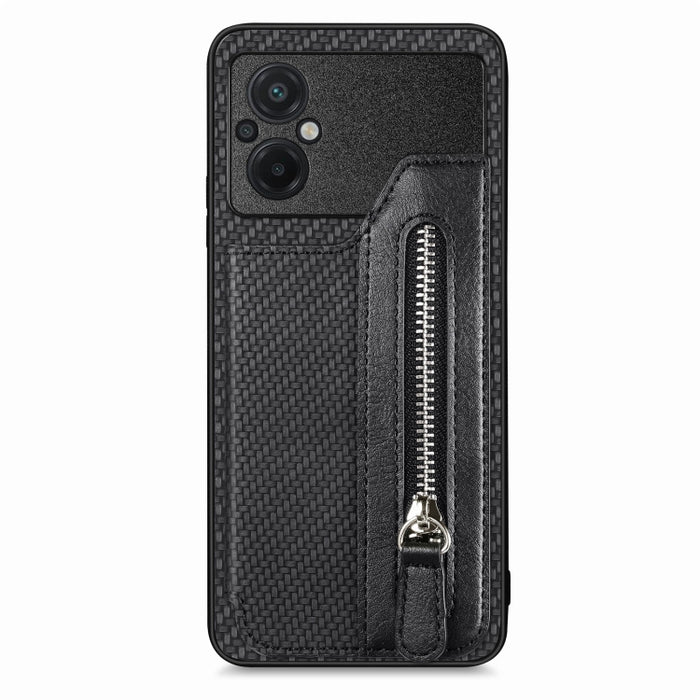 Caja del teléfono de la cartera de la cremallera del tirón de la fibra de carbono, For OPPO A57 4G, For OPPO Reno9, For OPPO Reno9 Pro+, For Xiaomi Poco M5 4G, For Realme C30, For Xiaomi 13 Pro, For Xiaomi 13, For Google Pixel 7A