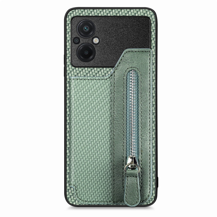 Caja del teléfono de la cartera de la cremallera del tirón de la fibra de carbono, For OPPO A57 4G, For OPPO Reno9, For OPPO Reno9 Pro+, For Xiaomi Poco M5 4G, For Realme C30, For Xiaomi 13 Pro, For Xiaomi 13, For Google Pixel 7A