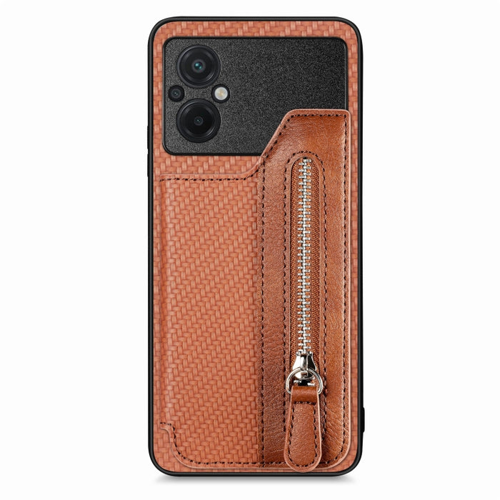 Caja del teléfono de la cartera de la cremallera del tirón de la fibra de carbono, For OPPO A57 4G, For OPPO Reno9, For OPPO Reno9 Pro+, For Xiaomi Poco M5 4G, For Realme C30, For Xiaomi 13 Pro, For Xiaomi 13, For Google Pixel 7A