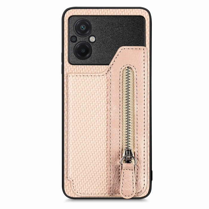 Caja del teléfono de la cartera de la cremallera del tirón de la fibra de carbono, For OPPO A57 4G, For OPPO Reno9, For OPPO Reno9 Pro+, For Xiaomi Poco M5 4G, For Realme C30, For Xiaomi 13 Pro, For Xiaomi 13, For Google Pixel 7A
