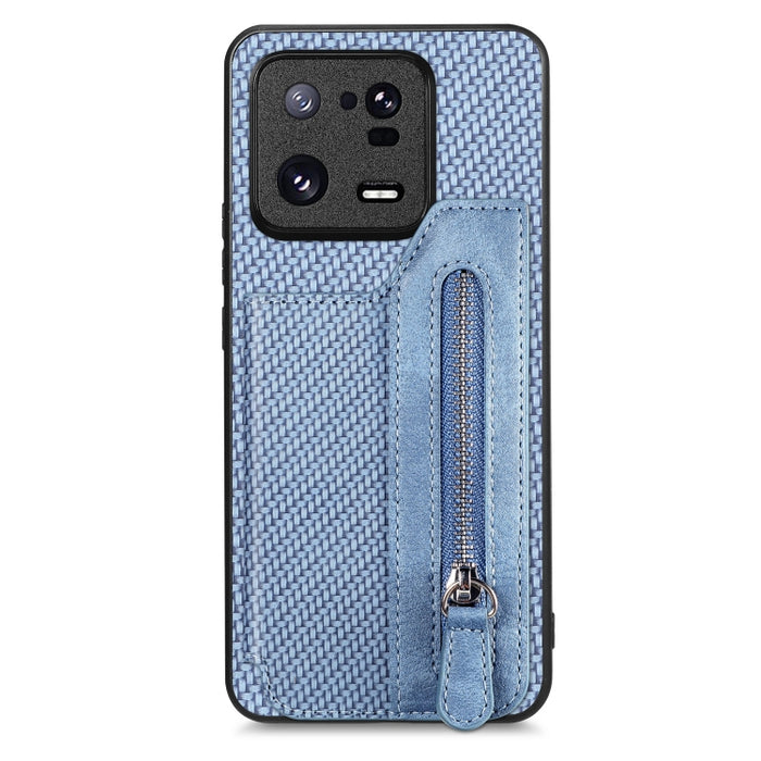 Caja del teléfono de la cartera de la cremallera del tirón de la fibra de carbono, For OPPO A57 4G, For OPPO Reno9, For OPPO Reno9 Pro+, For Xiaomi Poco M5 4G, For Realme C30, For Xiaomi 13 Pro, For Xiaomi 13, For Google Pixel 7A