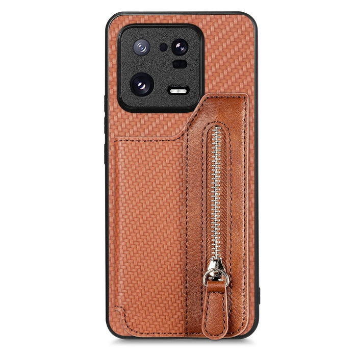 Caja del teléfono de la cartera de la cremallera del tirón de la fibra de carbono, For OPPO A57 4G, For OPPO Reno9, For OPPO Reno9 Pro+, For Xiaomi Poco M5 4G, For Realme C30, For Xiaomi 13 Pro, For Xiaomi 13, For Google Pixel 7A