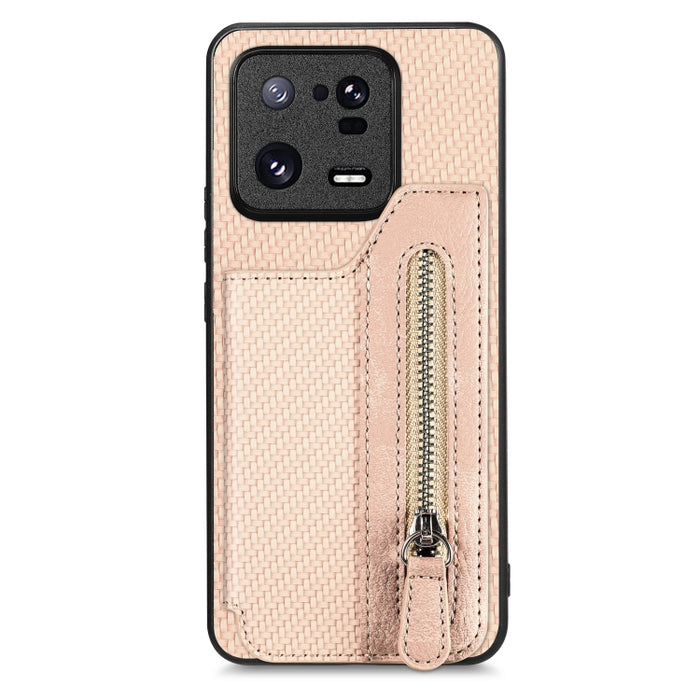 Caja del teléfono de la cartera de la cremallera del tirón de la fibra de carbono, For OPPO A57 4G, For OPPO Reno9, For OPPO Reno9 Pro+, For Xiaomi Poco M5 4G, For Realme C30, For Xiaomi 13 Pro, For Xiaomi 13, For Google Pixel 7A