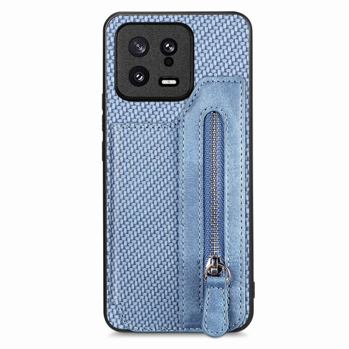 Caja del teléfono de la cartera de la cremallera del tirón de la fibra de carbono, For OPPO A57 4G, For OPPO Reno9, For OPPO Reno9 Pro+, For Xiaomi Poco M5 4G, For Realme C30, For Xiaomi 13 Pro, For Xiaomi 13, For Google Pixel 7A