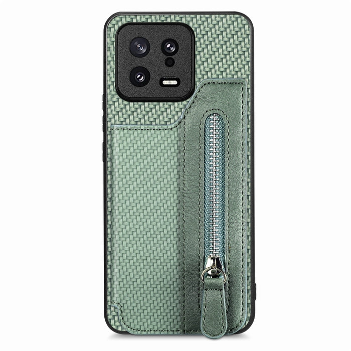 Caja del teléfono de la cartera de la cremallera del tirón de la fibra de carbono, For OPPO A57 4G, For OPPO Reno9, For OPPO Reno9 Pro+, For Xiaomi Poco M5 4G, For Realme C30, For Xiaomi 13 Pro, For Xiaomi 13, For Google Pixel 7A