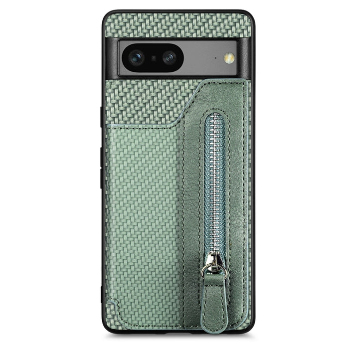 Caja del teléfono de la cartera de la cremallera del tirón de la fibra de carbono, For OPPO A57 4G, For OPPO Reno9, For OPPO Reno9 Pro+, For Xiaomi Poco M5 4G, For Realme C30, For Xiaomi 13 Pro, For Xiaomi 13, For Google Pixel 7A