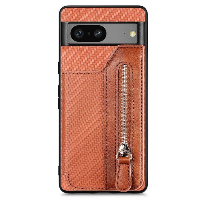 Caja del teléfono de la cartera de la cremallera del tirón de la fibra de carbono, For OPPO A57 4G, For OPPO Reno9, For OPPO Reno9 Pro+, For Xiaomi Poco M5 4G, For Realme C30, For Xiaomi 13 Pro, For Xiaomi 13, For Google Pixel 7A
