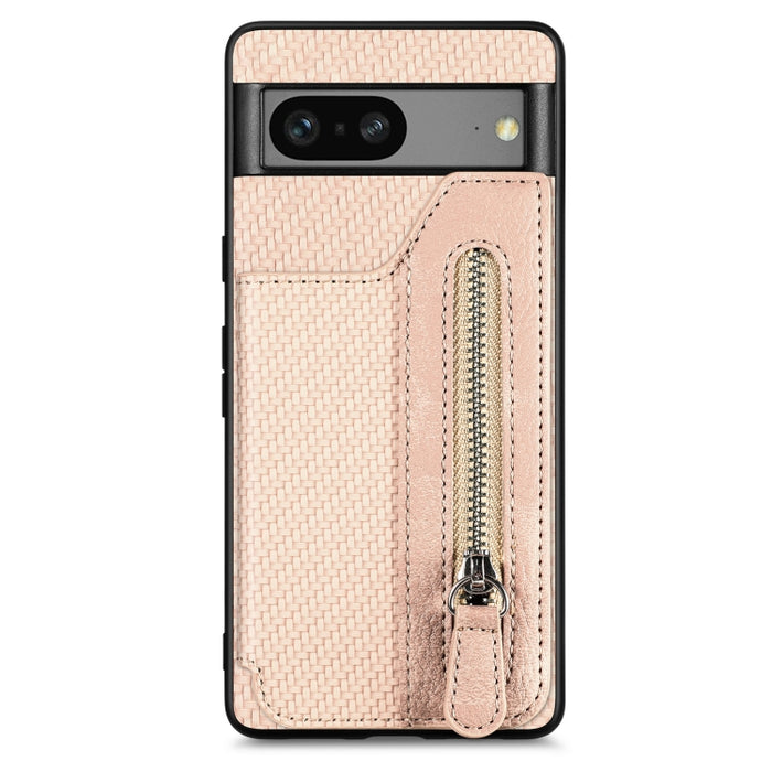 Caja del teléfono de la cartera de la cremallera del tirón de la fibra de carbono, For OPPO A57 4G, For OPPO Reno9, For OPPO Reno9 Pro+, For Xiaomi Poco M5 4G, For Realme C30, For Xiaomi 13 Pro, For Xiaomi 13, For Google Pixel 7A