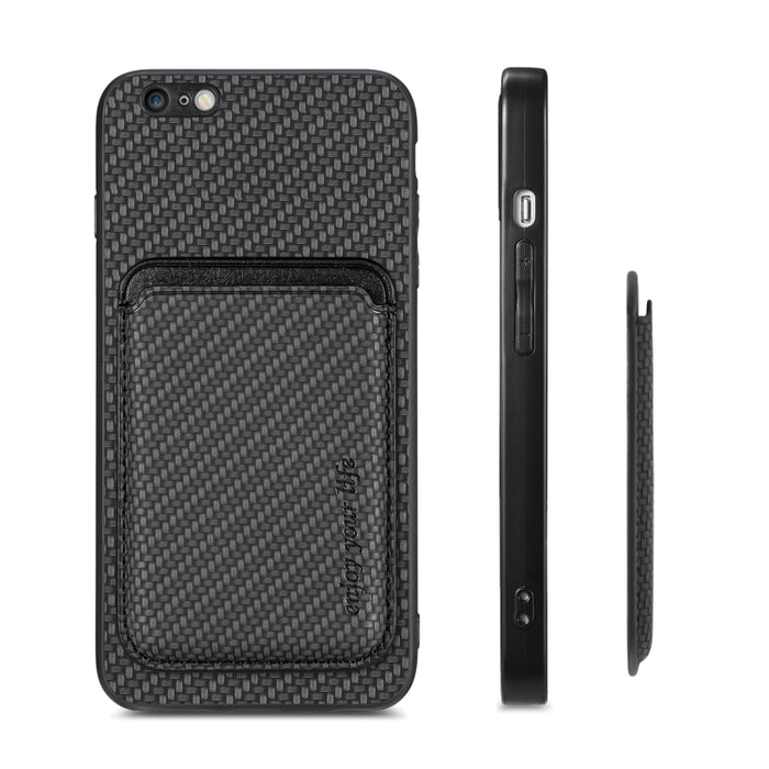 Caja de teléfono magnética Magsafe de tarjeta de cuero de fibra de carbono, For iPhone 6 Plus / 6S Plus, For iPhone 13, For iPhone 7 Plus / 8 Plus, For iPhone 11, For iPhone 12 Pro, For iPhone 12, For iPhone 13 Pro, For iPhone 6 / 6s                   ...