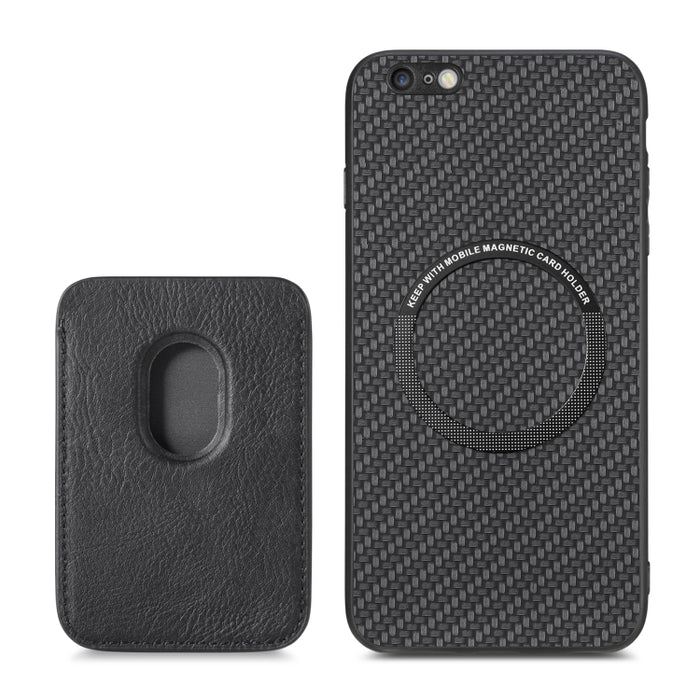 Caja de teléfono magnética Magsafe de tarjeta de cuero de fibra de carbono, For iPhone 6 Plus / 6S Plus, For iPhone 13, For iPhone 7 Plus / 8 Plus, For iPhone 11, For iPhone 12 Pro, For iPhone 12, For iPhone 13 Pro, For iPhone 6 / 6s                   ...