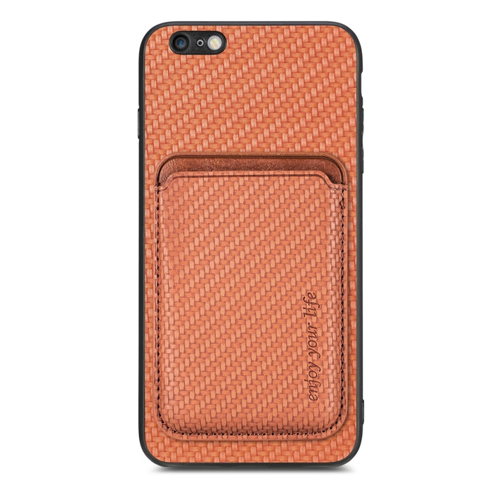 Caja de teléfono magnética Magsafe de tarjeta de cuero de fibra de carbono, For iPhone 6 Plus / 6S Plus, For iPhone 13, For iPhone 7 Plus / 8 Plus, For iPhone 11, For iPhone 12 Pro, For iPhone 12, For iPhone 13 Pro, For iPhone 6 / 6s                   ...