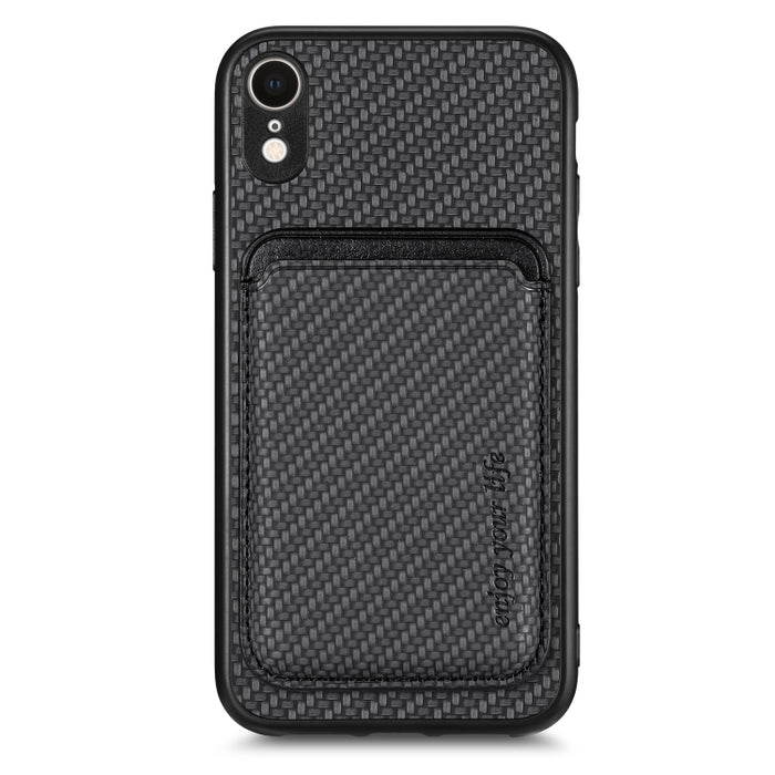 Caja de teléfono magnética Magsafe de tarjeta de cuero de fibra de carbono, For iPhone 6 Plus / 6S Plus, For iPhone 13, For iPhone 7 Plus / 8 Plus, For iPhone 11, For iPhone 12 Pro, For iPhone 12, For iPhone 13 Pro, For iPhone 6 / 6s                   ...