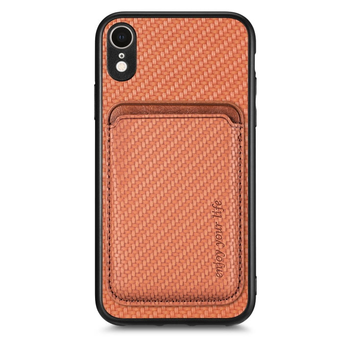 Caja de teléfono magnética Magsafe de tarjeta de cuero de fibra de carbono, For iPhone 6 Plus / 6S Plus, For iPhone 13, For iPhone 7 Plus / 8 Plus, For iPhone 11, For iPhone 12 Pro, For iPhone 12, For iPhone 13 Pro, For iPhone 6 / 6s                   ...