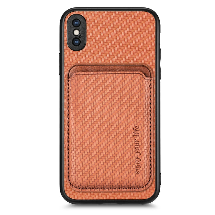 Caja de teléfono magnética Magsafe de tarjeta de cuero de fibra de carbono, For iPhone 6 Plus / 6S Plus, For iPhone 13, For iPhone 7 Plus / 8 Plus, For iPhone 11, For iPhone 12 Pro, For iPhone 12, For iPhone 13 Pro, For iPhone 6 / 6s                   ...