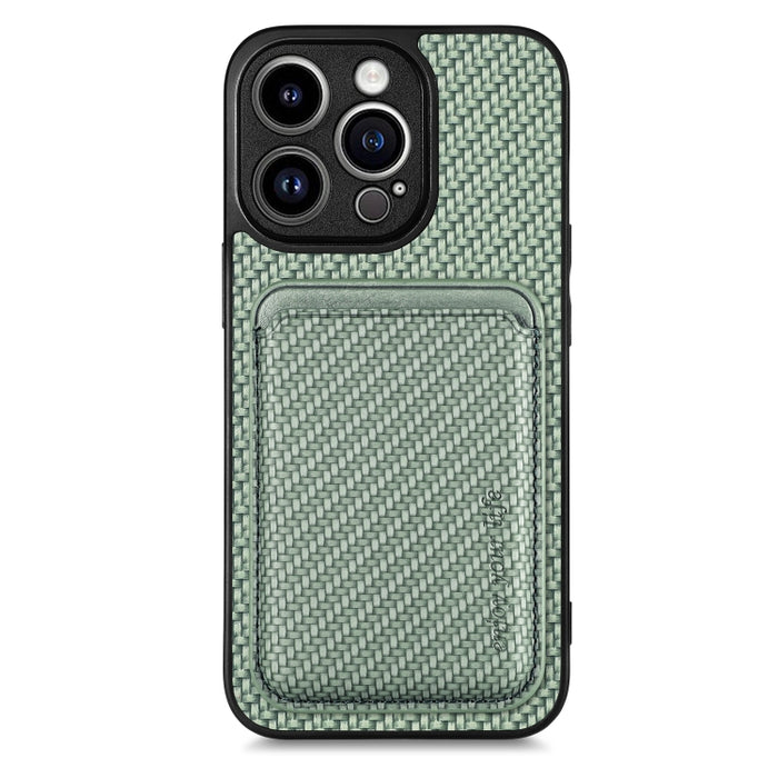 Caja de teléfono magnética Magsafe de tarjeta de cuero de fibra de carbono, For iPhone 6 Plus / 6S Plus, For iPhone 13, For iPhone 7 Plus / 8 Plus, For iPhone 11, For iPhone 12 Pro, For iPhone 12, For iPhone 13 Pro, For iPhone 6 / 6s                   ...