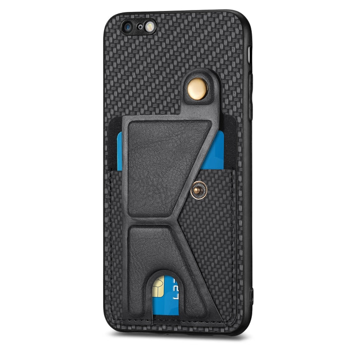 Caja del teléfono del sostenedor en forma de K de la tarjeta del tirón de la cartera de la fibra de carbono, For iPhone 6 / 6s, For iPhone 6 Plus / 6s Plus, For iPhone SE 2022 / 2020 / 7 / 8, For iPhone 7 Plus / 8 Plus, For iPhone X / XS, For iPhone XR...