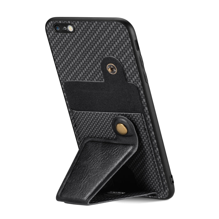 Caja del teléfono del sostenedor en forma de K de la tarjeta del tirón de la cartera de la fibra de carbono, For iPhone 6 / 6s, For iPhone 6 Plus / 6s Plus, For iPhone SE 2022 / 2020 / 7 / 8, For iPhone 7 Plus / 8 Plus, For iPhone X / XS, For iPhone XR...