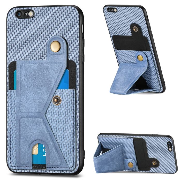 Caja del teléfono del sostenedor en forma de K de la tarjeta del tirón de la cartera de la fibra de carbono, For iPhone 6 / 6s, For iPhone 6 Plus / 6s Plus, For iPhone SE 2022 / 2020 / 7 / 8, For iPhone 7 Plus / 8 Plus, For iPhone X / XS, For iPhone XR...