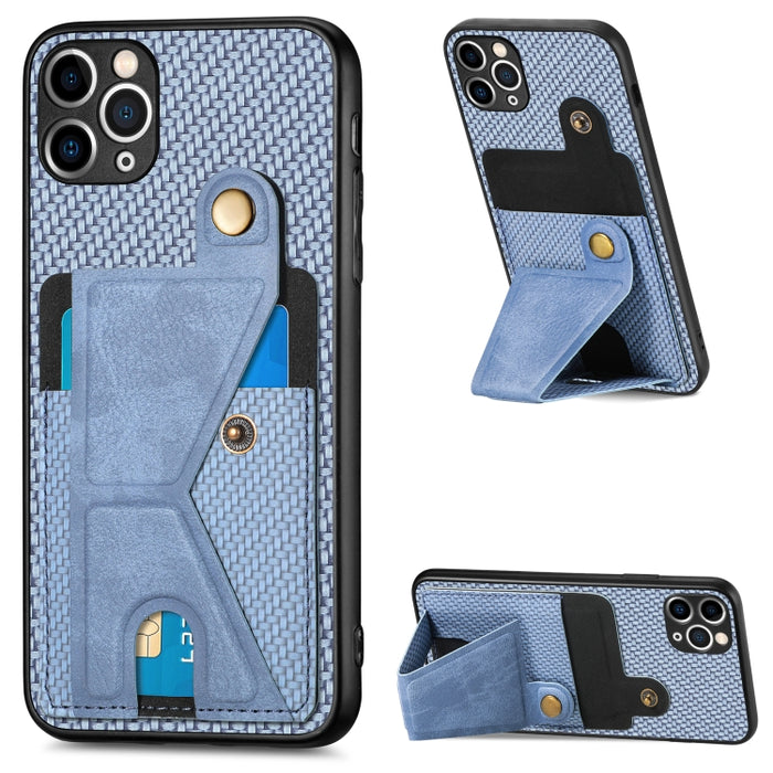 Caja del teléfono del sostenedor en forma de K de la tarjeta del tirón de la cartera de la fibra de carbono, For iPhone 6 / 6s, For iPhone 6 Plus / 6s Plus, For iPhone SE 2022 / 2020 / 7 / 8, For iPhone 7 Plus / 8 Plus, For iPhone X / XS, For iPhone XR...