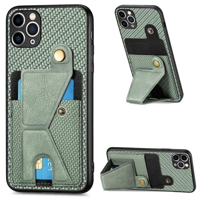 Caja del teléfono del sostenedor en forma de K de la tarjeta del tirón de la cartera de la fibra de carbono, For iPhone 6 / 6s, For iPhone 6 Plus / 6s Plus, For iPhone SE 2022 / 2020 / 7 / 8, For iPhone 7 Plus / 8 Plus, For iPhone X / XS, For iPhone XR...