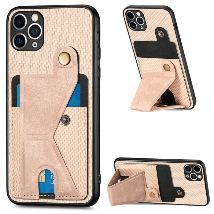 Caja del teléfono del sostenedor en forma de K de la tarjeta del tirón de la cartera de la fibra de carbono, For iPhone 6 / 6s, For iPhone 6 Plus / 6s Plus, For iPhone SE 2022 / 2020 / 7 / 8, For iPhone 7 Plus / 8 Plus, For iPhone X / XS, For iPhone XR...