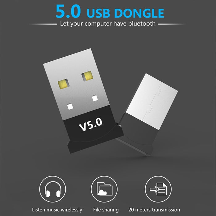 Adaptador Bluetooth para computadora 5.0 USB Desktop Dongle WiFi Audio Receptor Transmisor, black