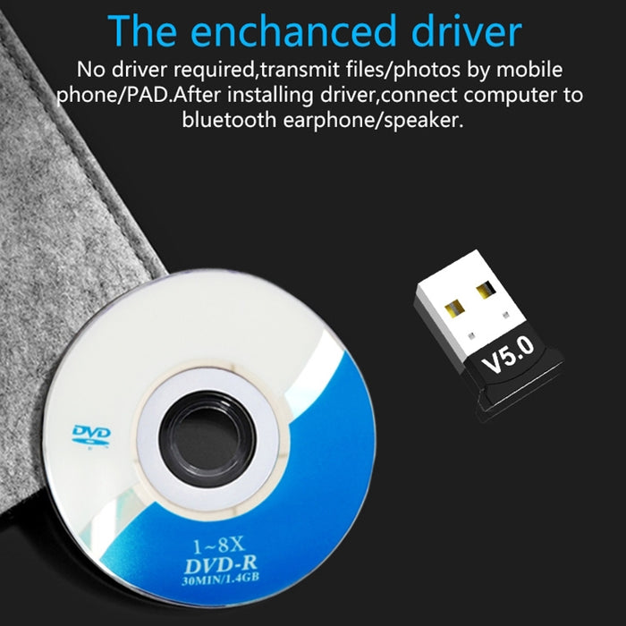 Adaptador Bluetooth para computadora 5.0 USB Desktop Dongle WiFi Audio Receptor Transmisor, black