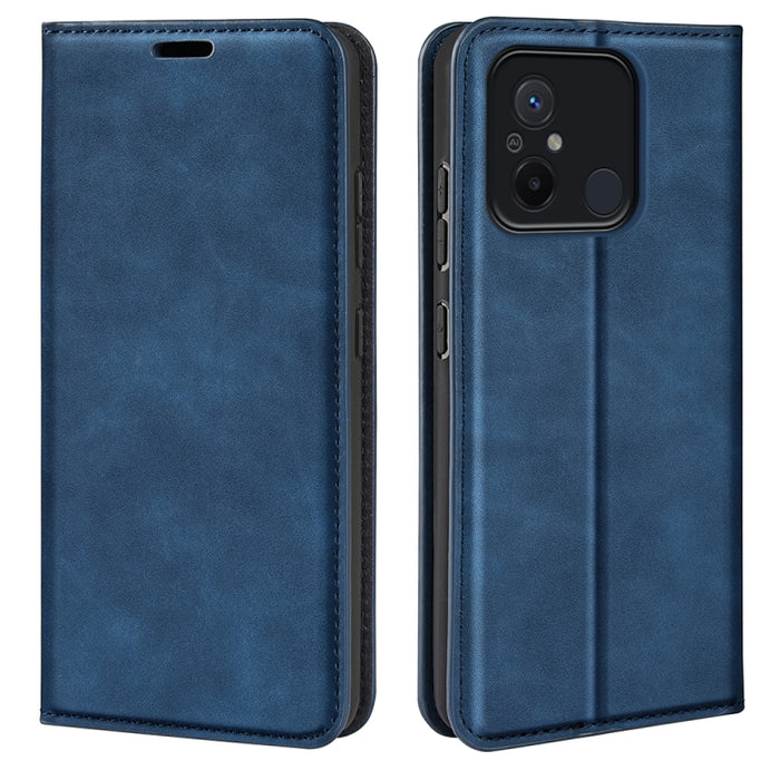 Para Xiaomi Redmi 12C Funda de cuero con succión magnética de piel retro, For Xiaomi Redmi 12C