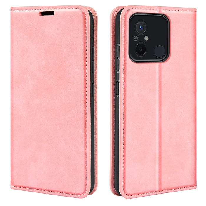 Para Xiaomi Redmi 12C Funda de cuero con succión magnética de piel retro, For Xiaomi Redmi 12C