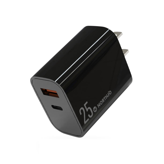 NORTHJO NOPD2502 PD 25W USB-C/Type-C + QC 3.0 Cargador rápido de dos puertos USB, US Plug, EU Plug, UK Plug, AU Plug