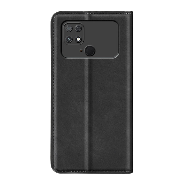 Para Xiaomi Poco C40 Funda de cuero con succión magnética de piel retro, For Xiaomi Poco C40