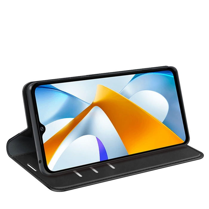 Para Xiaomi Poco C40 Funda de cuero con succión magnética de piel retro, For Xiaomi Poco C40
