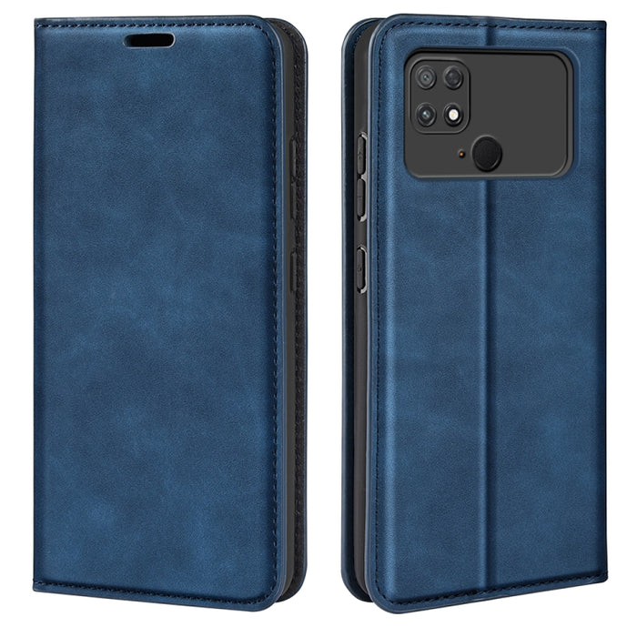 Para Xiaomi Poco C40 Funda de cuero con succión magnética de piel retro, For Xiaomi Poco C40