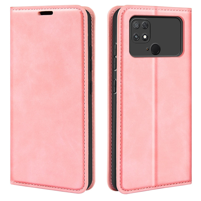 Para Xiaomi Poco C40 Funda de cuero con succión magnética de piel retro, For Xiaomi Poco C40