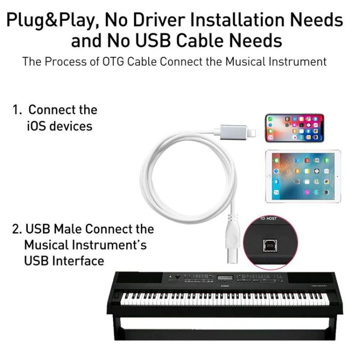 Cable MIDI de 1m de 8 pines a USB-B para iPad / iPhone