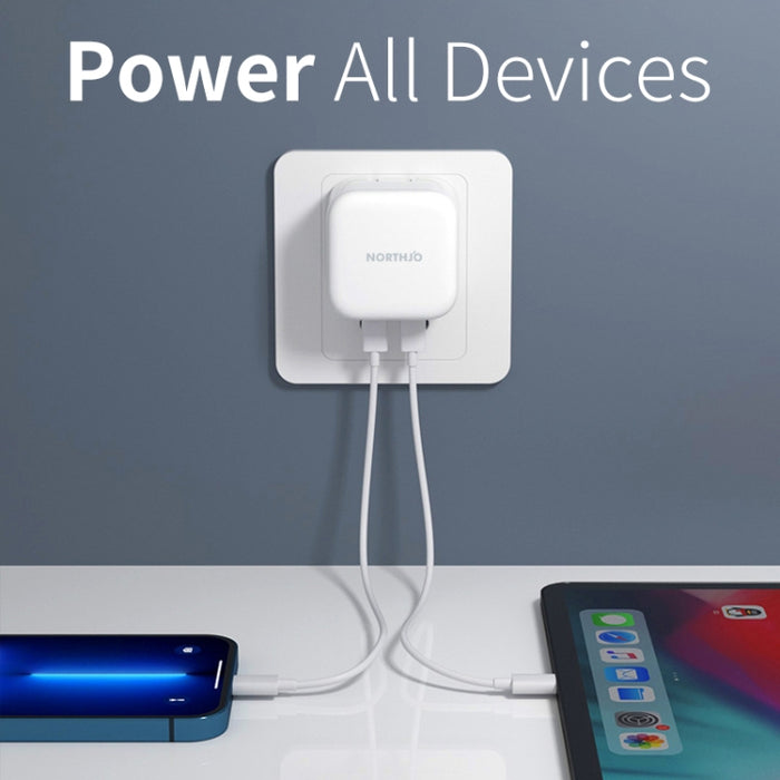 NORTHJO NOGAN3502 GaN PD PPS 35W Dual USB-C / Type-CCargador rápido de pared, EU Plug, UK Plug