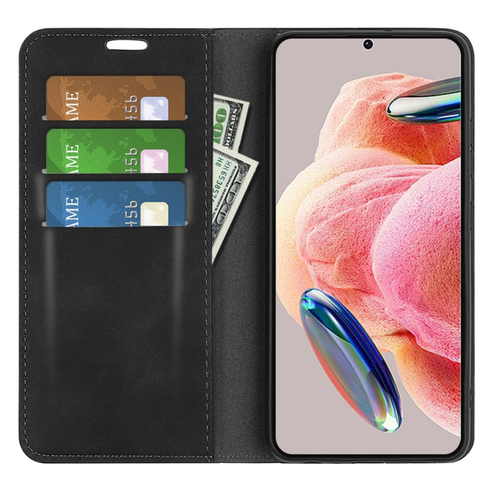 Para Xiaomi Redmi Note 12 4G Funda de teléfono de cuero con succión magnética de piel retro global, For Xiaomi Redmi Note 12 4G Global
