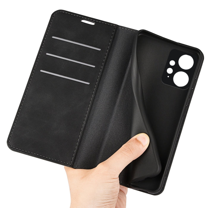Para Xiaomi Redmi Note 12 4G Funda de teléfono de cuero con succión magnética de piel retro global, For Xiaomi Redmi Note 12 4G Global