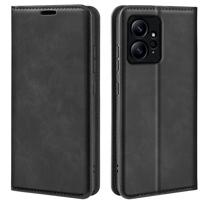 Para Xiaomi Redmi Note 12 4G Funda de teléfono de cuero con succión magnética de piel retro global, For Xiaomi Redmi Note 12 4G Global