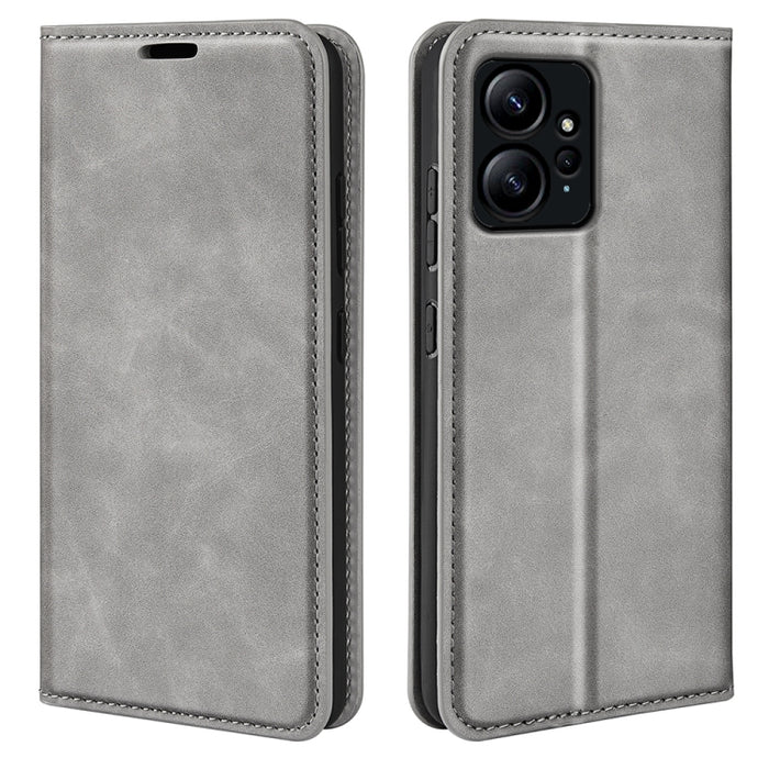 Para Xiaomi Redmi Note 12 4G Funda de teléfono de cuero con succión magnética de piel retro global, For Xiaomi Redmi Note 12 4G Global