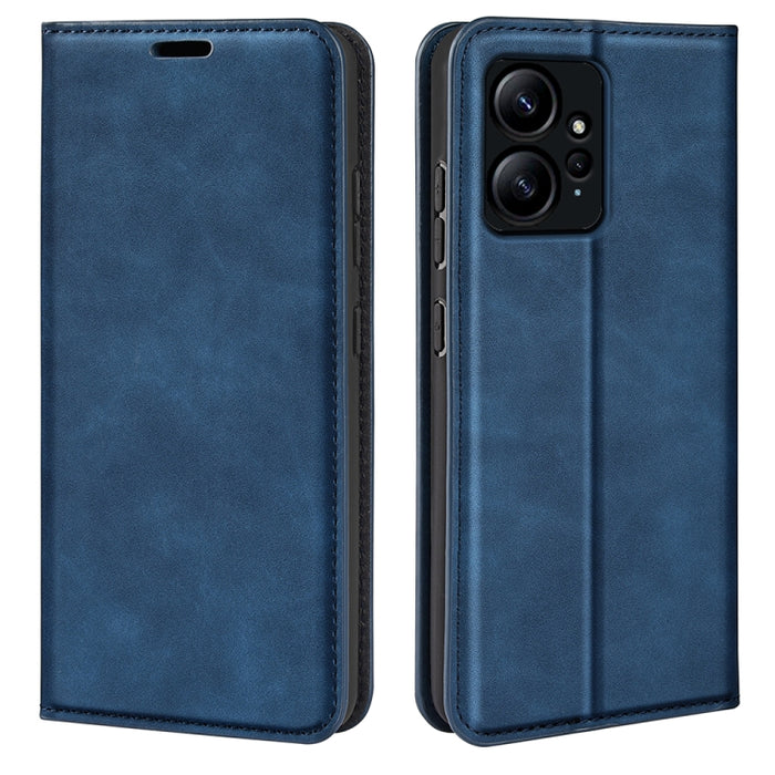 Para Xiaomi Redmi Note 12 4G Funda de teléfono de cuero con succión magnética de piel retro global, For Xiaomi Redmi Note 12 4G Global