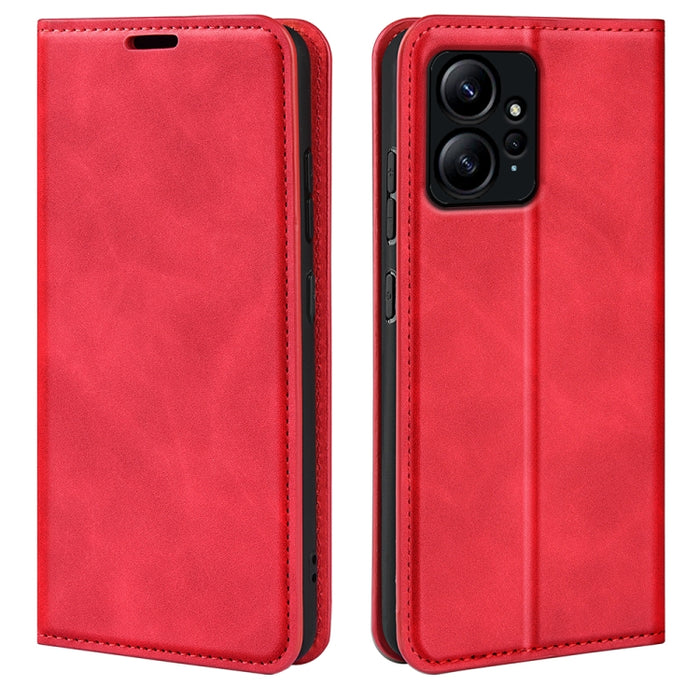 Para Xiaomi Redmi Note 12 4G Funda de teléfono de cuero con succión magnética de piel retro global, For Xiaomi Redmi Note 12 4G Global
