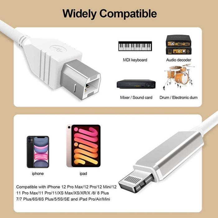 Cable multifuncional de carga y OTG para instrumento de música electrónica, 1m, 8 pines a USB + MIDI, Compatible con iOS 10-14