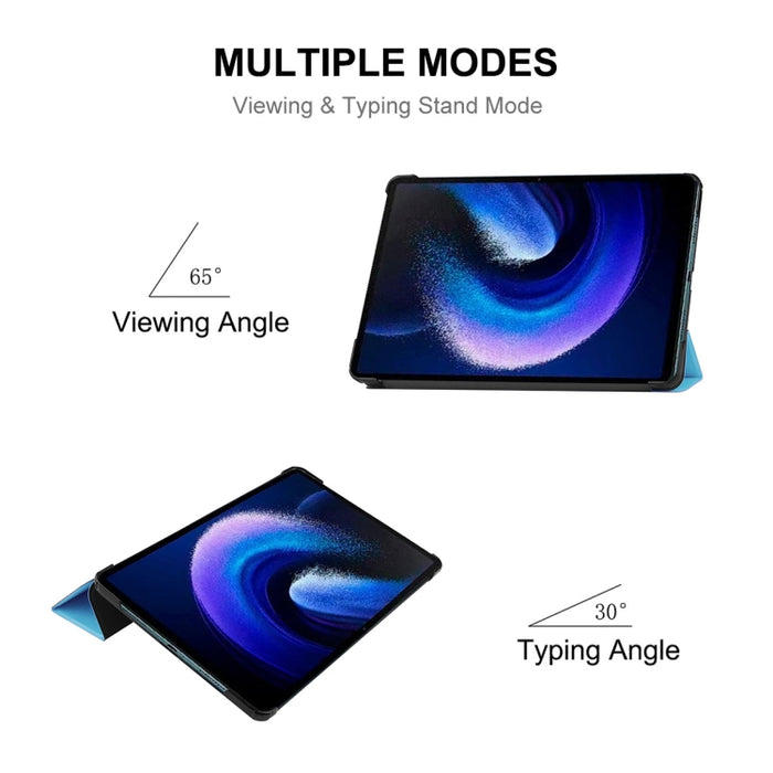 Para Xiaomi Pad 6 ENKAY Tri-fold Custer Texture Funda de cuero con soporte inteligente, For Xiaomi Pad 6