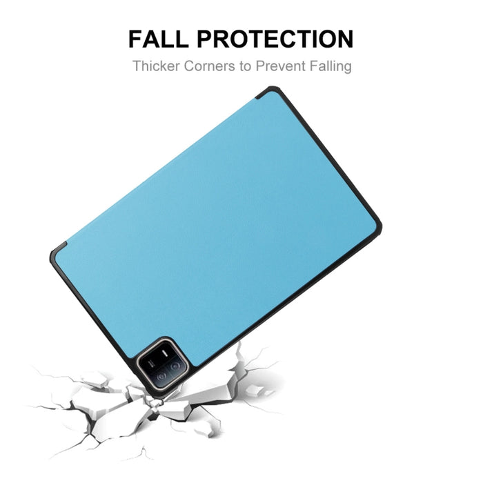Para Xiaomi Pad 6 ENKAY Tri-fold Custer Texture Funda de cuero con soporte inteligente, For Xiaomi Pad 6